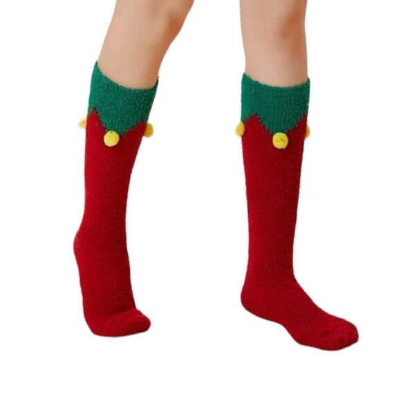 Elf Christmas Fuzzy Socks - Picture 3 of 3